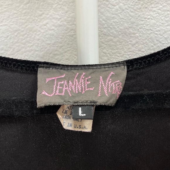 Jeannie Nitro Stretch Black Velvet Mini Dress with Pink Marabou Trim Size Large - Picture 3 of 9